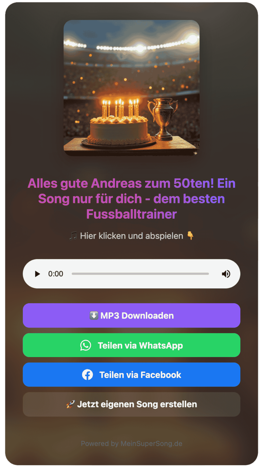 Personalisierter Song als digitale Grußkarte