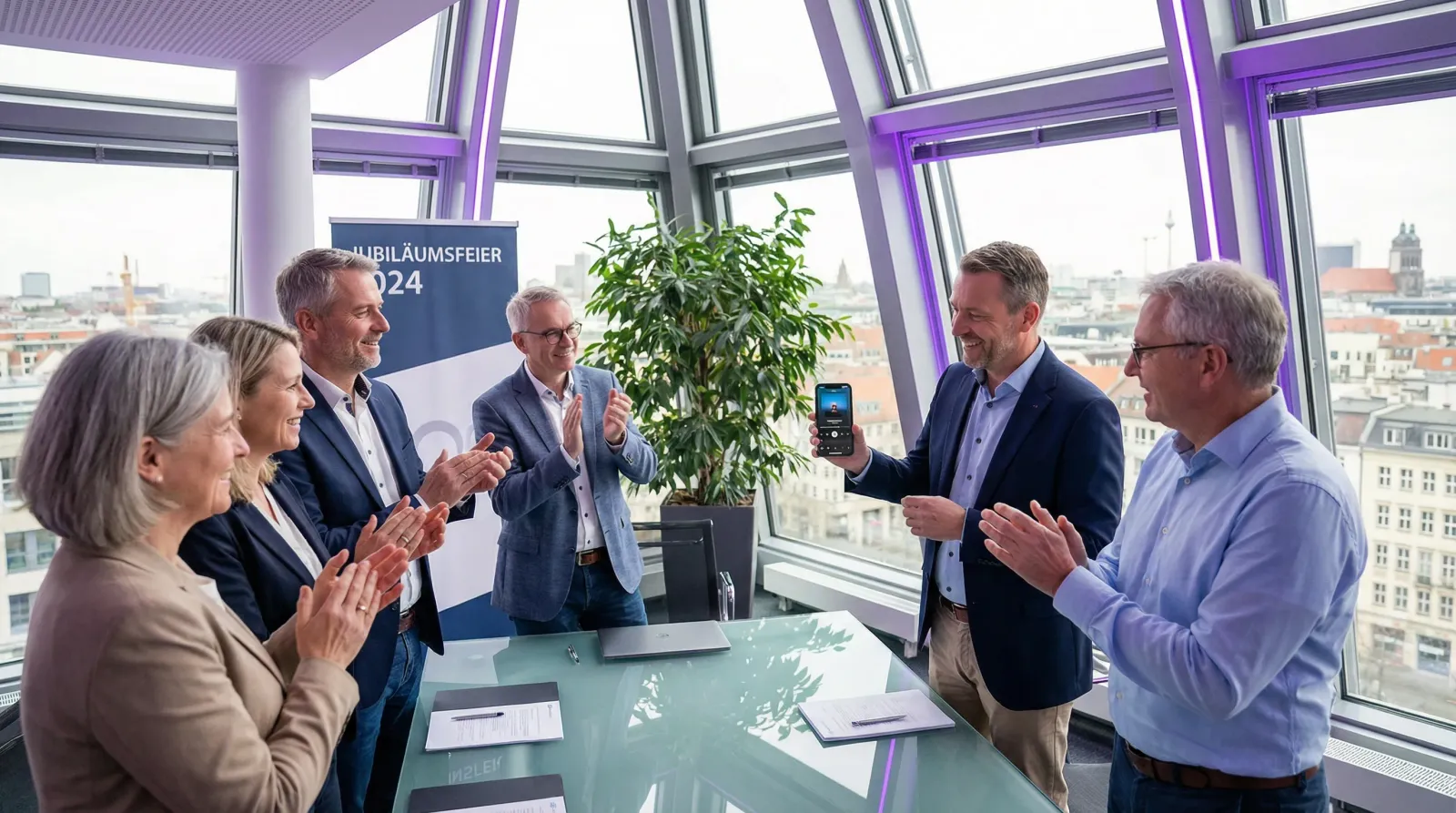 Firmenteam feiert mit personalisiertem Song