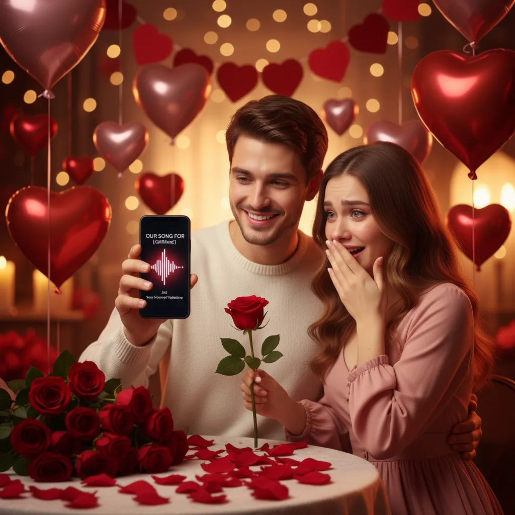 Romantischer Valentinstag mit personalisiertem Liebeslied