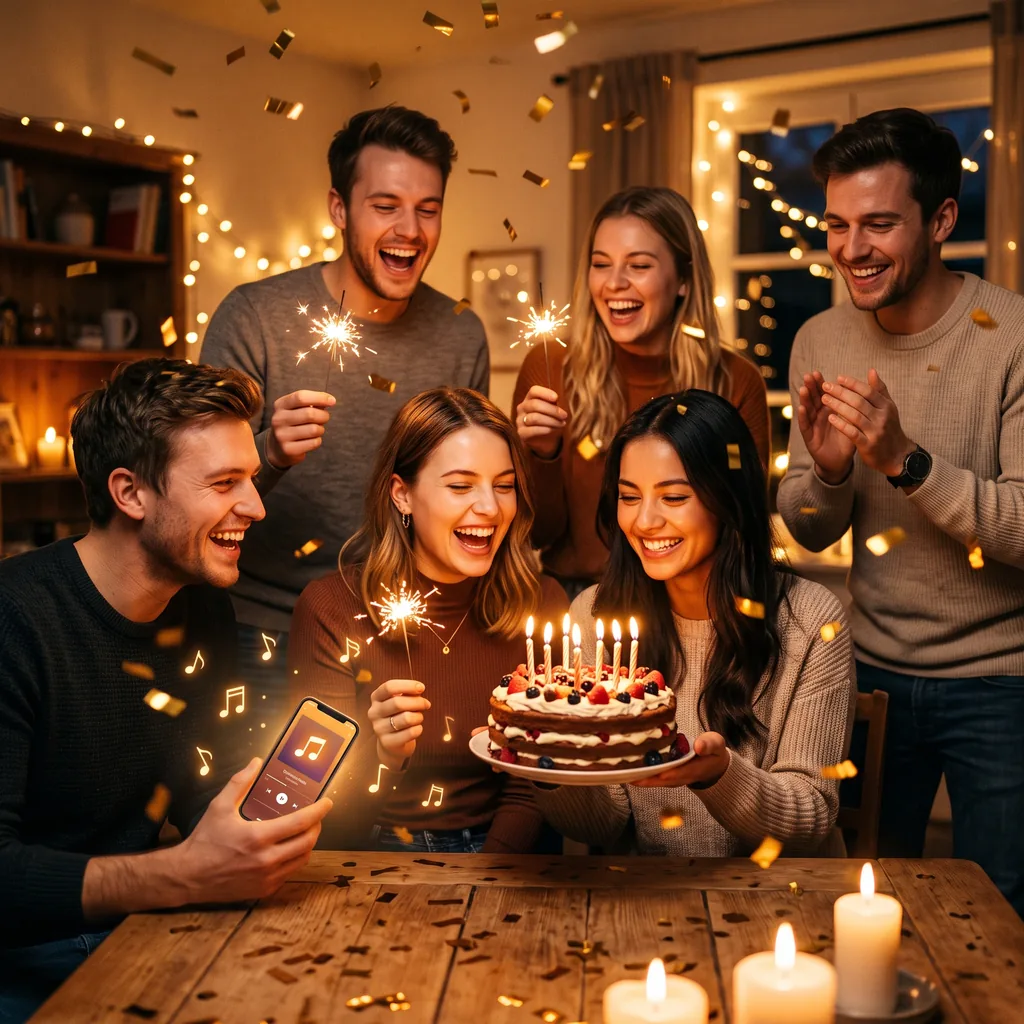 Junge Erwachsene feiern einen 30. Geburtstag mit Wunderkerzen