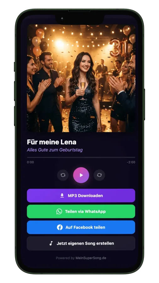 Digitale Grußkarte im Handy-Player